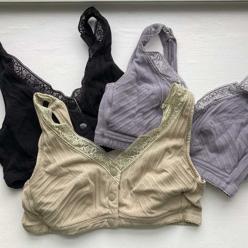 3 NWOT Button-Front Ribbed Bras